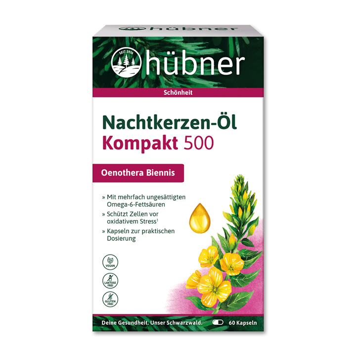 Hübner Nachtkerzen-Öl Kompakt 500, 60 Kapseln